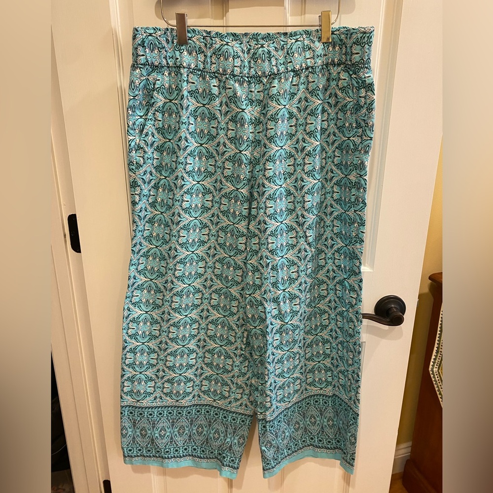 Linen-blend, wide-leg pants, women’s large